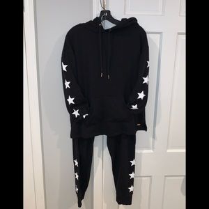 Black with stars Sweat suit—hoodie and sweatpants